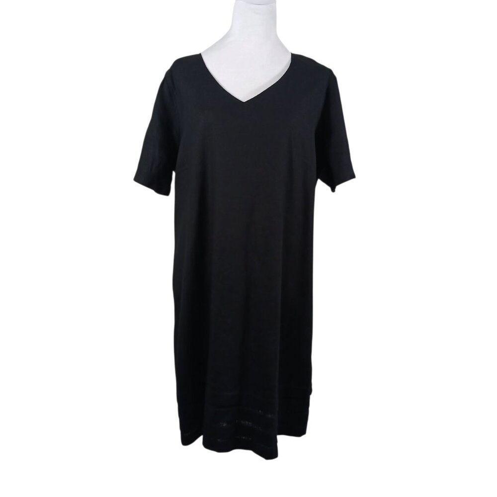 Nicole Miller Original, Black Linen Blend Dress, Size Large, Classic Relaxed Fit